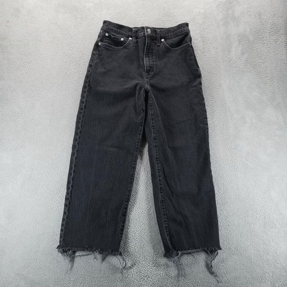 Madewell Denim - Madewell Jeans Womens 28 Black Perfect Vintage Wide Leg High Rise Raw‎ Hem